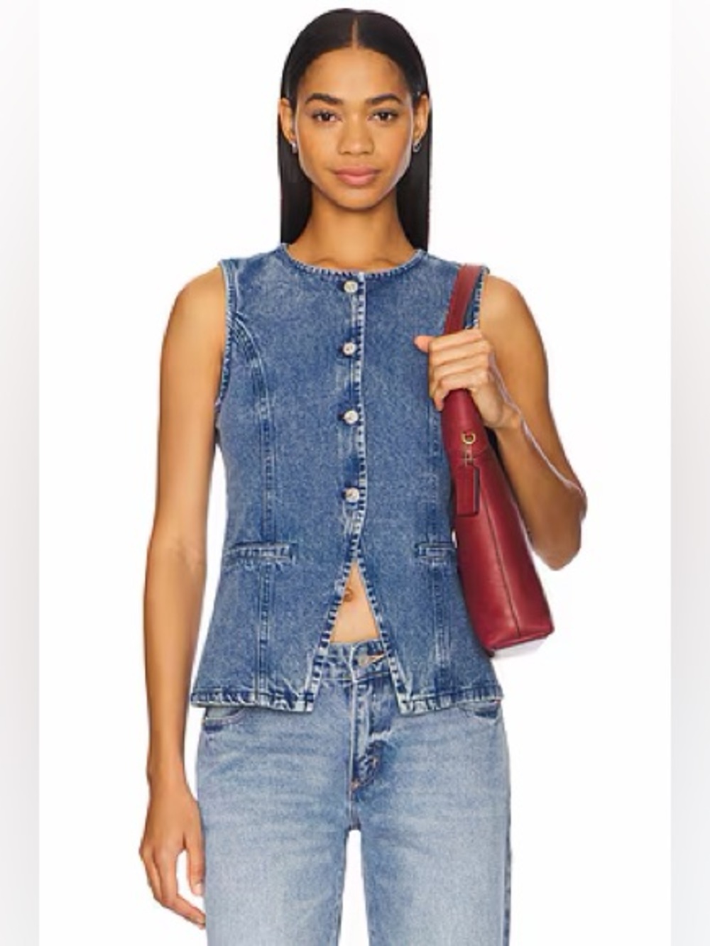 Revolve Steve Madden Wesley Top in Acidwash‎ Denim.